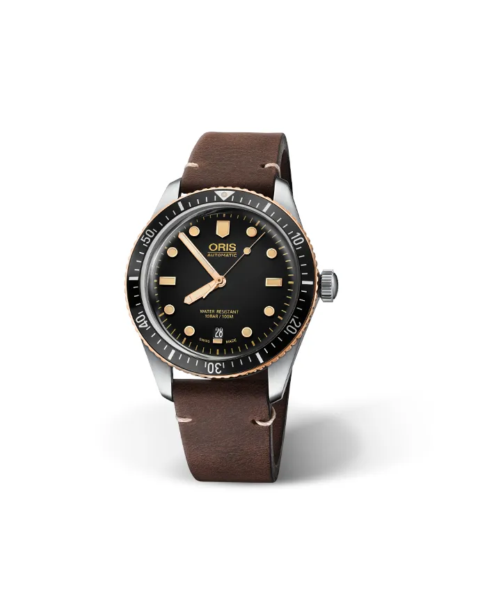 Orologio Oris Divers Sixty-Five con Quadrante Nero e Cinturino in Pelle