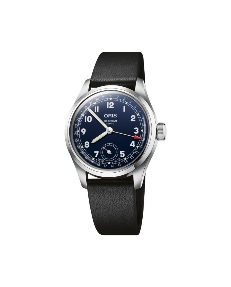 Oris Big Crown Pointer Date 403 watch with Blue Dial and Leather Strap
