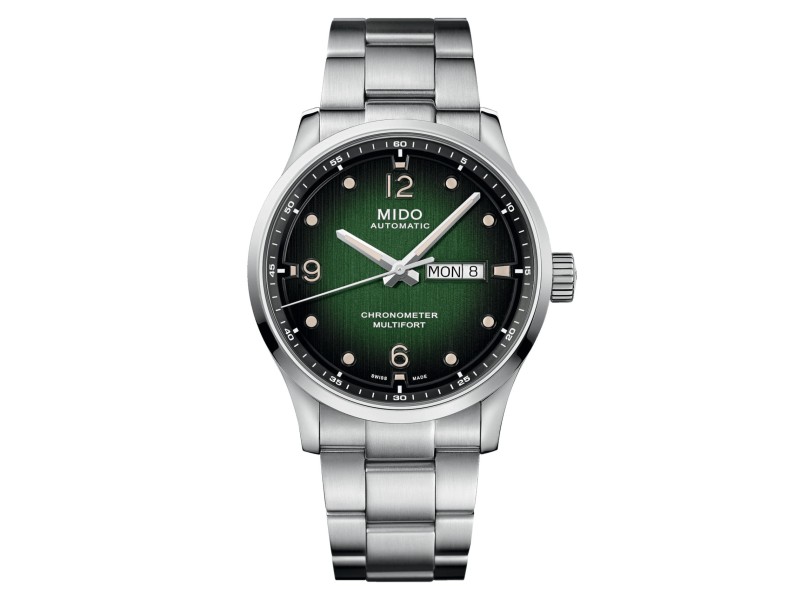 Mido Multifort M Watch with Green Dial and Steel Bracelet