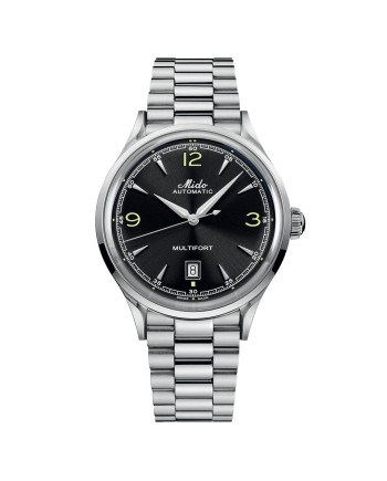 Montre Mido Multifort Powermind noire avec bracelet en acier