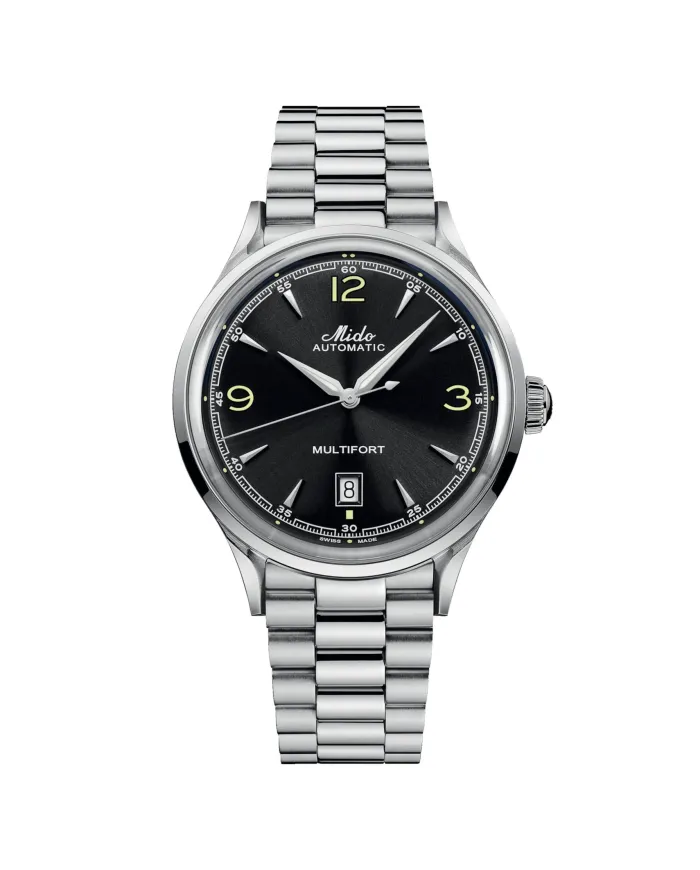 Montre Mido Multifort Powermind noire avec bracelet en acier