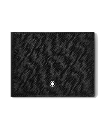 Portefeuille Montblanc Sartorial en cuir noir avec 8 compartiments et 2 poches transparentes