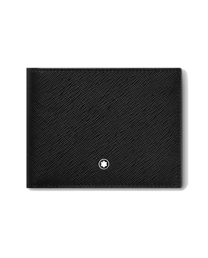 Portefeuille Montblanc Sartorial en cuir noir avec 8 compartiments et 2 poches transparentes