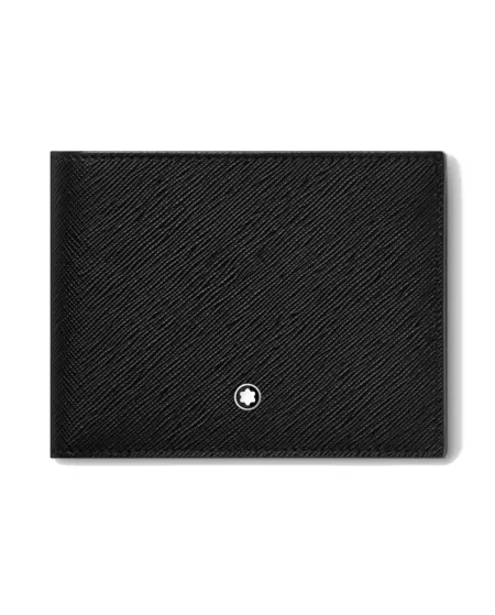 Portefeuille Montblanc Sartorial en cuir noir avec 8 compartiments et 2 poches transparentes