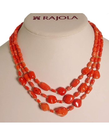 Rajola Bagliori 3 Strands Necklace with Corals and Gold
