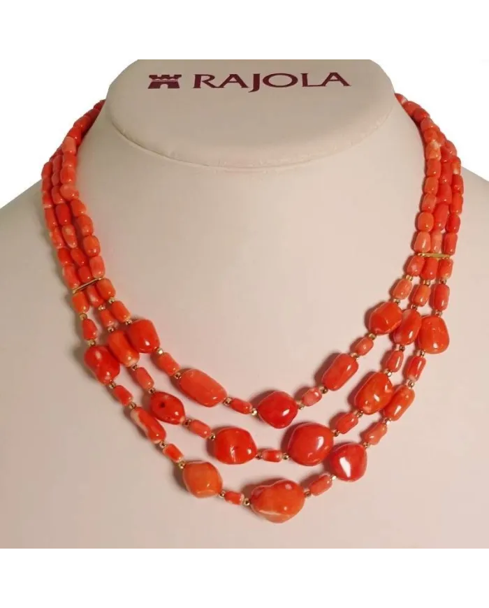 Rajola Bagliori 3 Strands Necklace with Corals and Gold