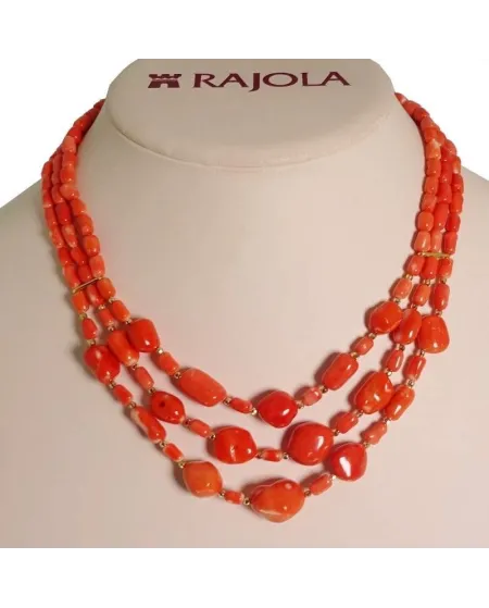 Collier Rajola Bagliori 3 Rangs avec Coraux et Or