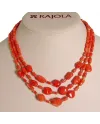 Collana 3 Fili Rajola Bagliori con Coralli e Oro