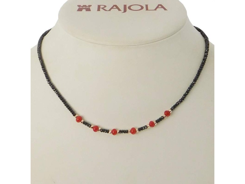 Rajola Andrea Long Necklace with Spinels, Corals and Hematite