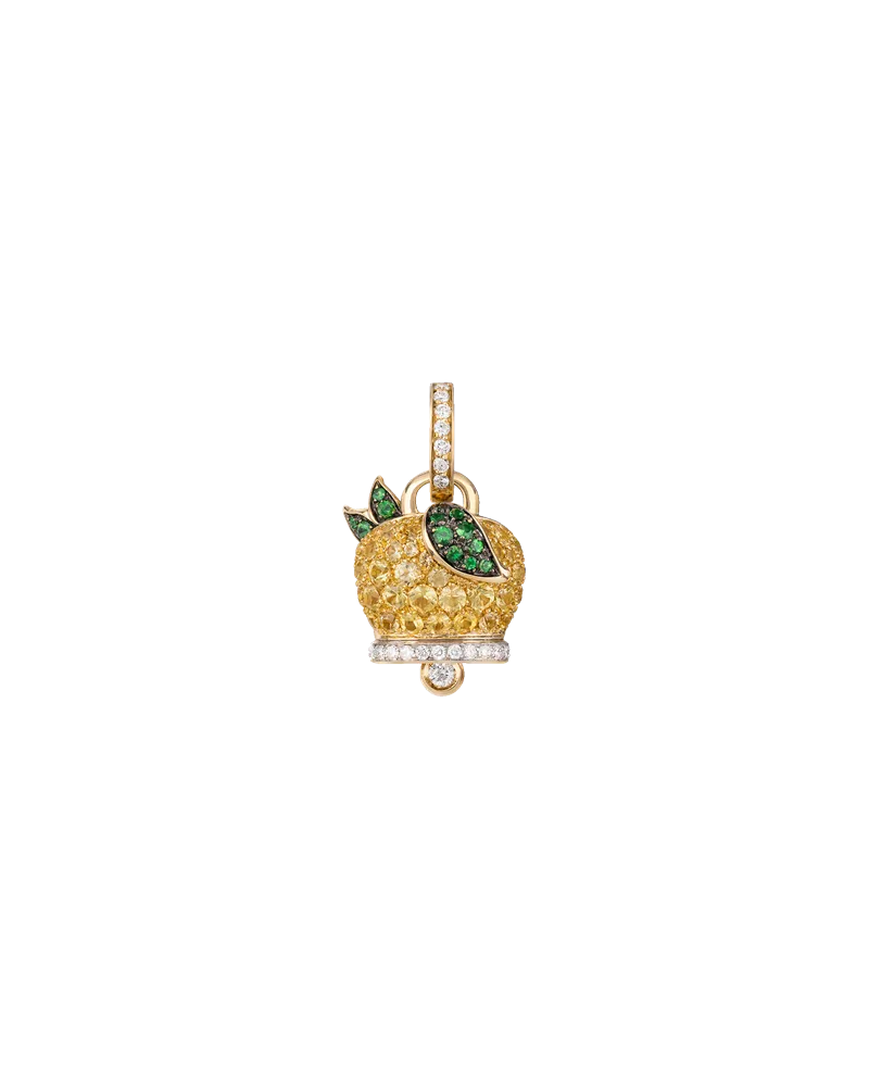 Chantecler Lemon Campanella Medium Pendant in Gold with Sapphires, Tzavorites and Diamonds