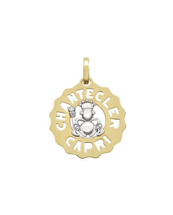 Petit Pendentif Logo Chantecler, Prince Grenouille en Or Bicolore et Diamants
