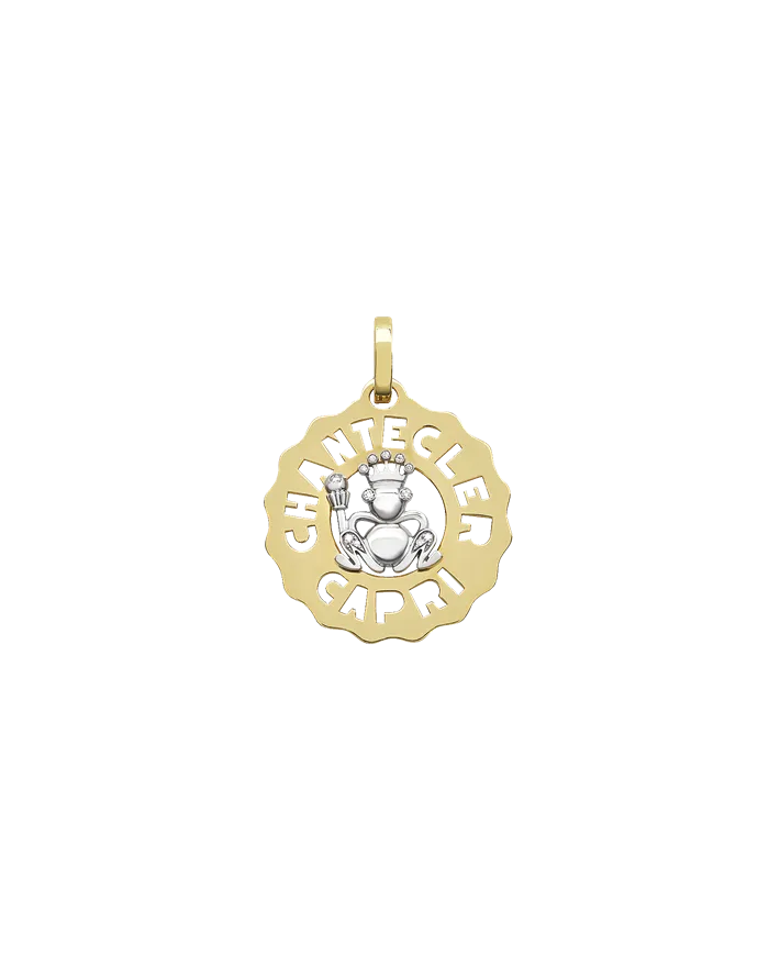 Small Chantecler Logo Pendant, Frog Prince in Two-Tone Gold and Diamonds