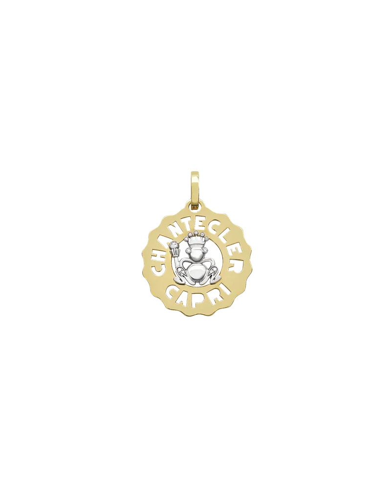 Small Chantecler Logo Pendant, Frog Prince in Two-Tone Gold and Diamonds