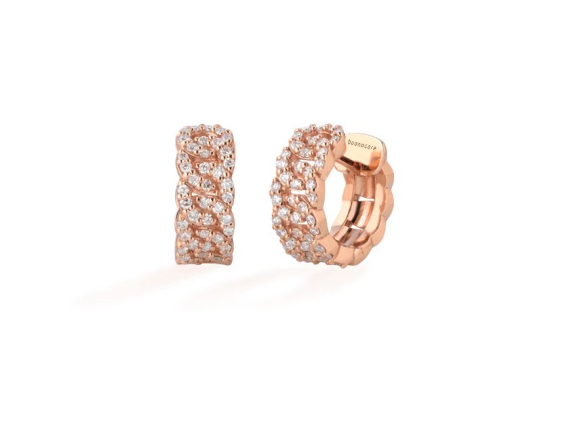 Buonocore Noon Groumette Small Earrings in Rose Gold with Diamonds