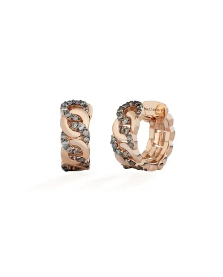Orecchini Buonocore Noon Groumette Piccola in Oro Rosa con Diamanti Brown