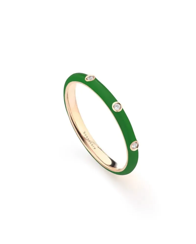 Anello Buonocore Playful in Oro Rosa con Diamanti e Smalto