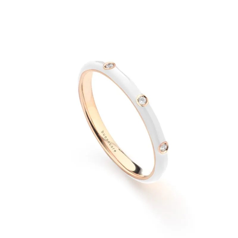 Buonocore Playful Ring in Rose Gold with Diamonds and Enamel