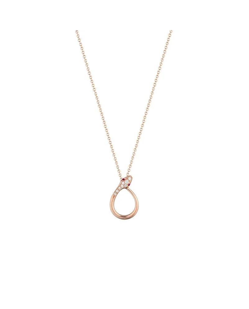 Collana Buonocore Eden Serpente in Oro Rosa con Diamanti e Rubini