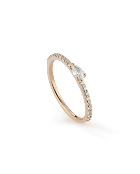 Bague Ludique Buonocore en Or Rose avec Diamants et Diamant Goutte