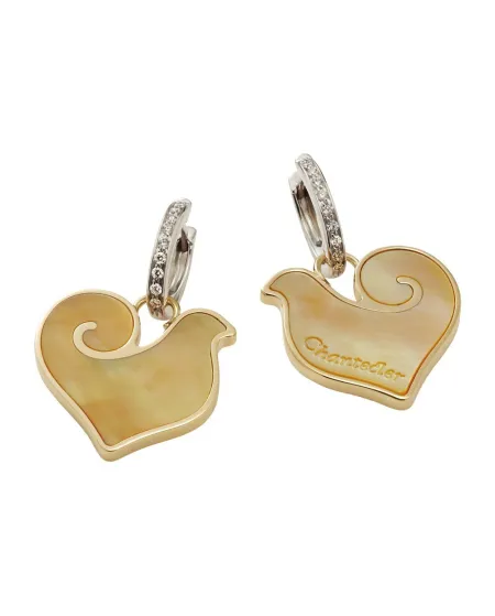 Orecchini Chantecler Capri gallo in oro giallo madreperla e diamanti