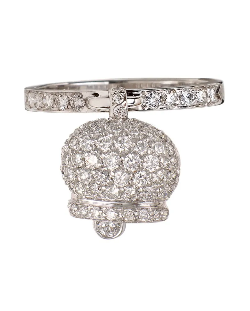 Chantecler Capri anello ciondolo Campanella in oro bianco e diamanti