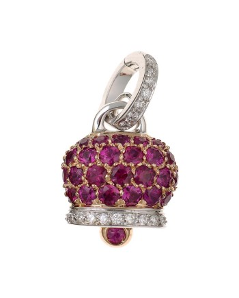 Chantecler Capri Campanella pendant in rose white gold diamonds and rubies