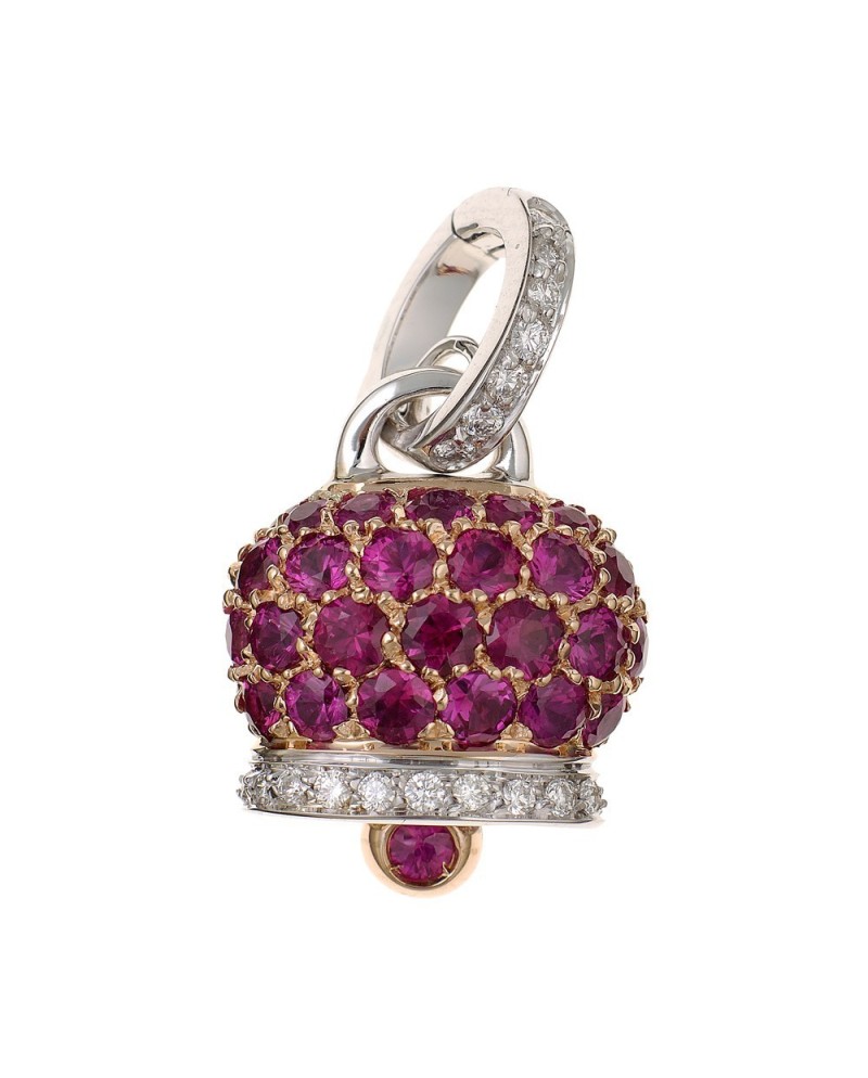 Chantecler Capri Campanella pendant in rose white gold diamonds and rubies