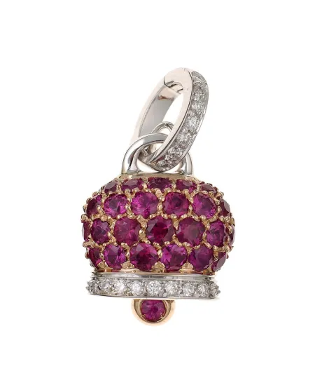 Pendentif Chantecler Capri Campanella en or blanc rose diamants et rubis