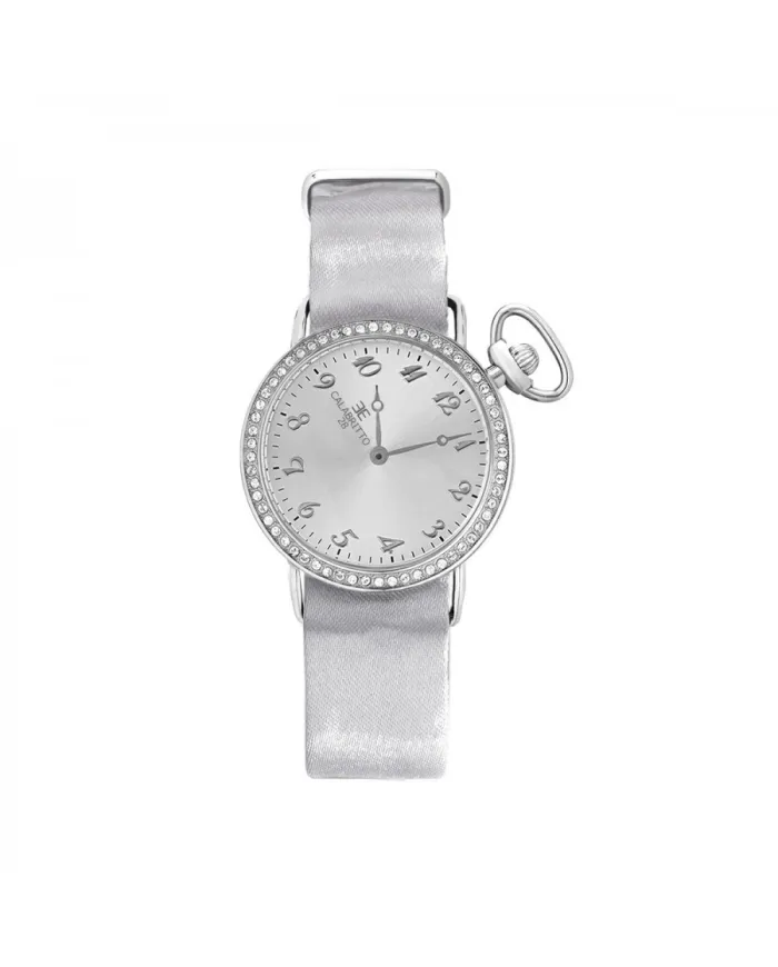 Calabritto28 Montre 32 mm Argent Argent Satiné avec Zircons