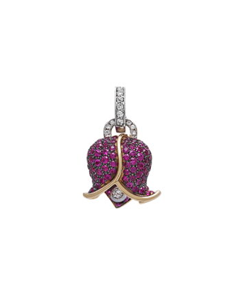 Chantecler Campanella Bougainvillea Medium Pendant in Rose Gold with Diamonds and Sapphires