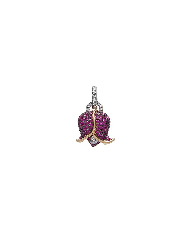 Pendentif Chantecler Campanella Bougainvillea Medium en Or Rose avec Diamants et Saphirs