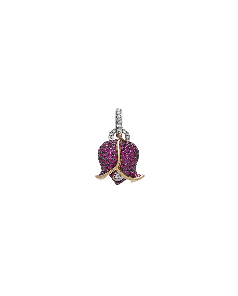Pendentif Chantecler Campanella Bougainvillea Medium en Or Rose avec Diamants et Saphirs