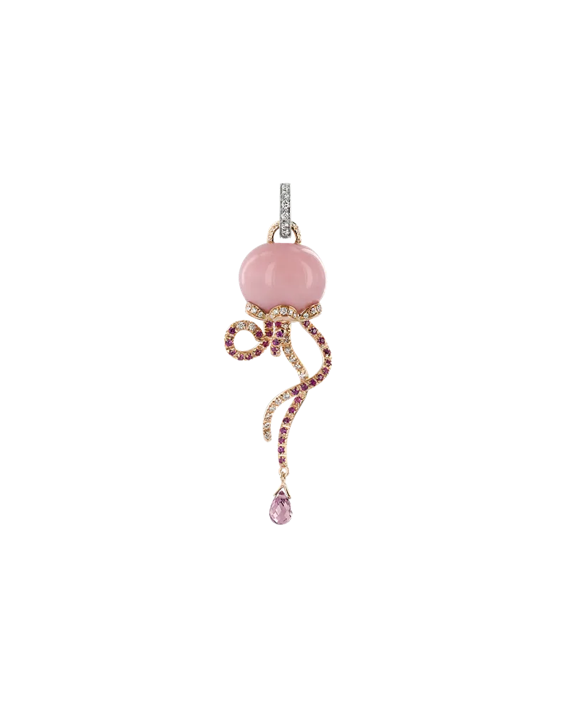 Medium Chantecler Campanella Medusa Pendant in Two-Tone Gold with Opal, Diamonds and Sapphires