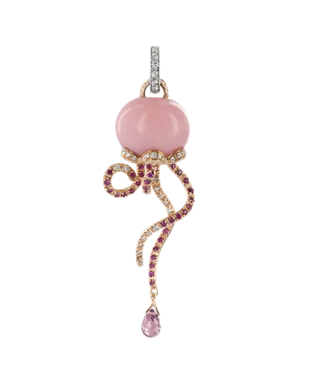 Ciondolo Medio Chantecler Campanella Medusa in Oro Bicolore con Opale, Diamanti e Zaffiri