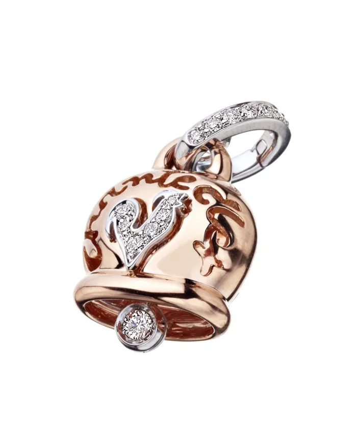 Campanella Chantecler Pendant in pink gold, diamonds and pavé diamonds