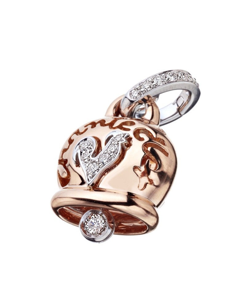 Pendentif Campanella Chantecler en or rose, diamants et pavé diamants