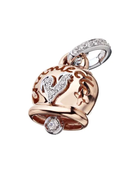 Pendentif Campanella Chantecler en or rose, diamants et pavé diamants