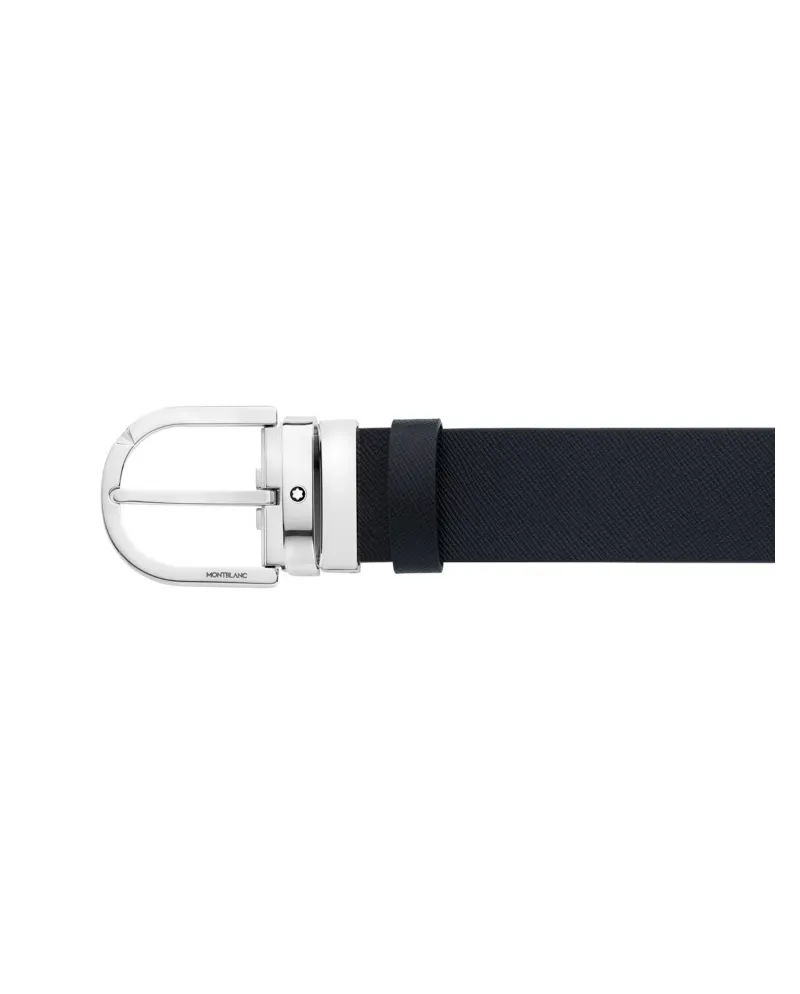 Ceinture vintage en cuir noir fabriquée en Allemagne, boucle