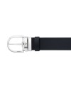 Montblanc Black/Bordeaux Reversible Leather Belt with Horseshoe Buckle