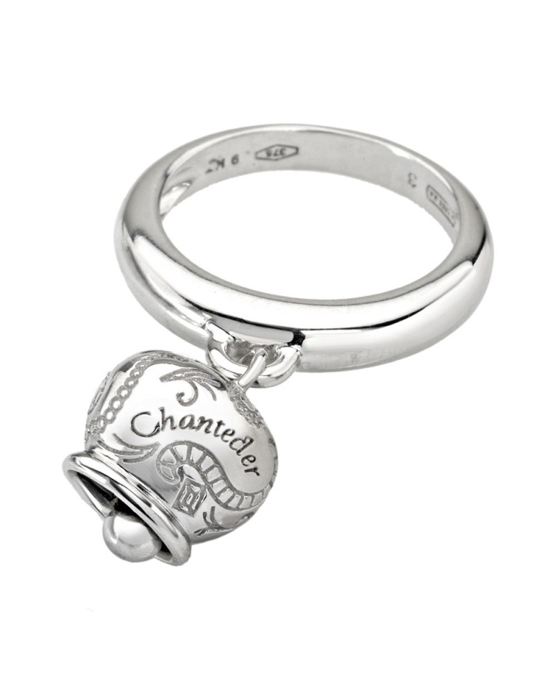 Chantecler Capri white gold ring with small gold bell