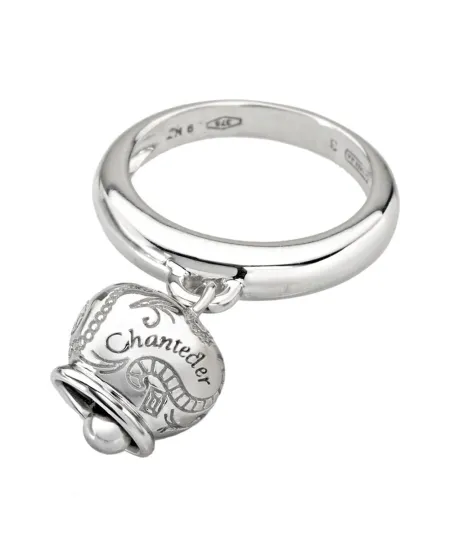 Bague Chantecler Capri en or blanc avec petit grelot en or