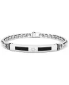 Zancan Hi-Tekh Men's Steel Bracelet with Carbon Fiber Plate and Black Spinels