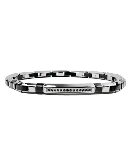 Bracelet pour homme Zancan Hiteck en acier PVD avec plaque en fibre de carbone et spinelles noirs