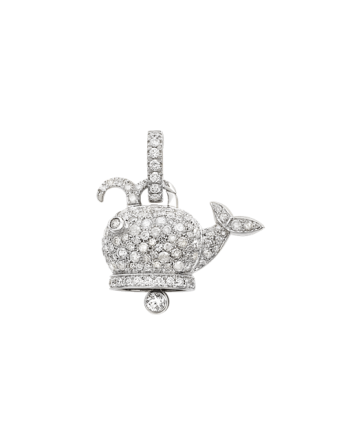 Medium Chantecler Campanella Whale Pendant in White Gold with Diamonds