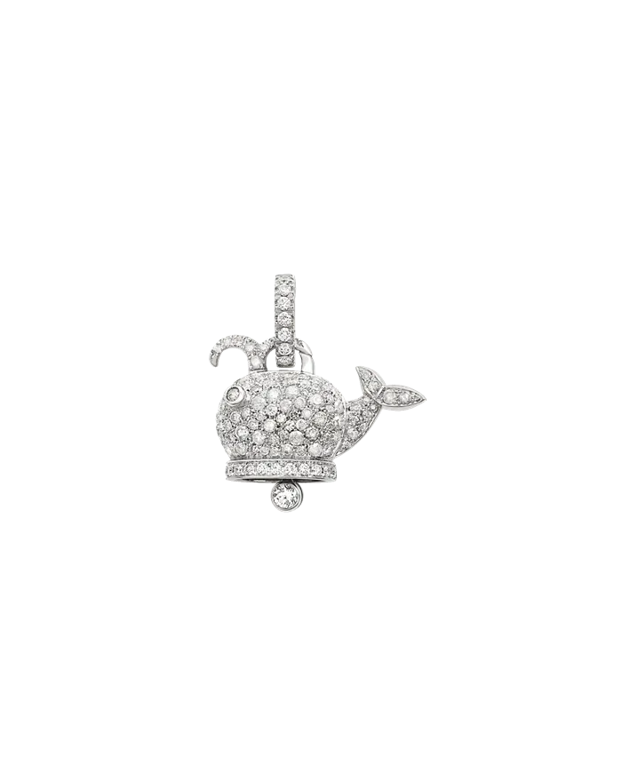 Medium Chantecler Campanella Whale Pendant in White Gold with Diamonds