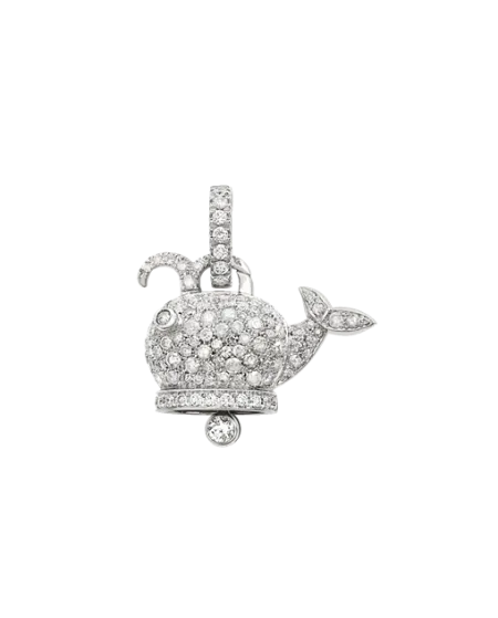 Medium Chantecler Campanella Whale Pendant in White Gold with Diamonds