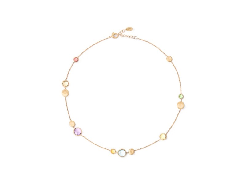 Marco Bicego Jaipur Color Necklace in Yellow Gold with Mixed Gems
