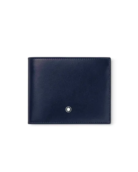Portefeuille Montblanc Meisterstück 6 compartiments en cuir bleu