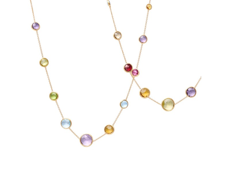 Marco Bicego Jaipur Long Necklace in Yellow Gold with Mixed Gems