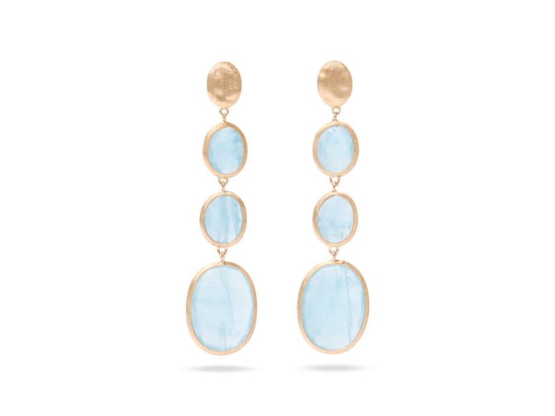 Marco Bicego Seville Pendant Earrings in Yellow Gold with Aquamarines